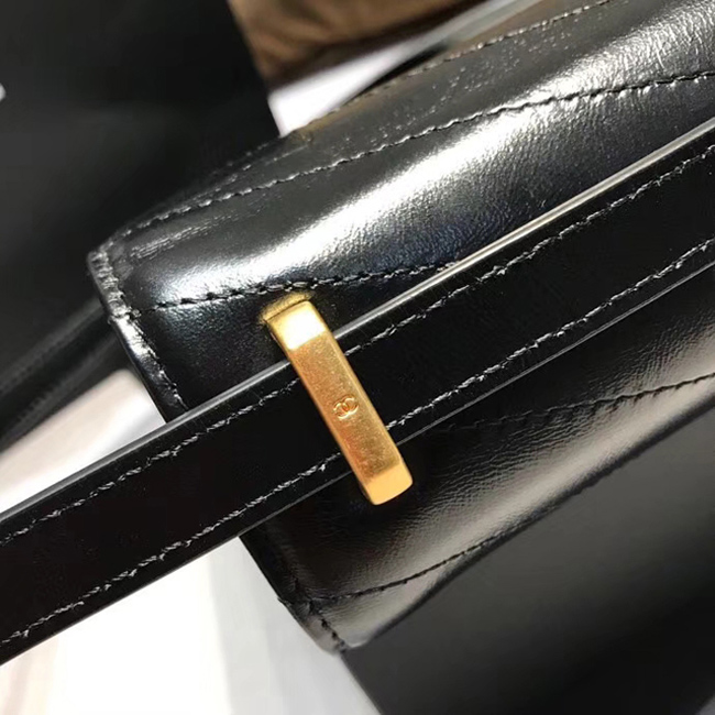 Chanel Medium Flap Bag A57491 Black Calfskin Gold Tone Metal