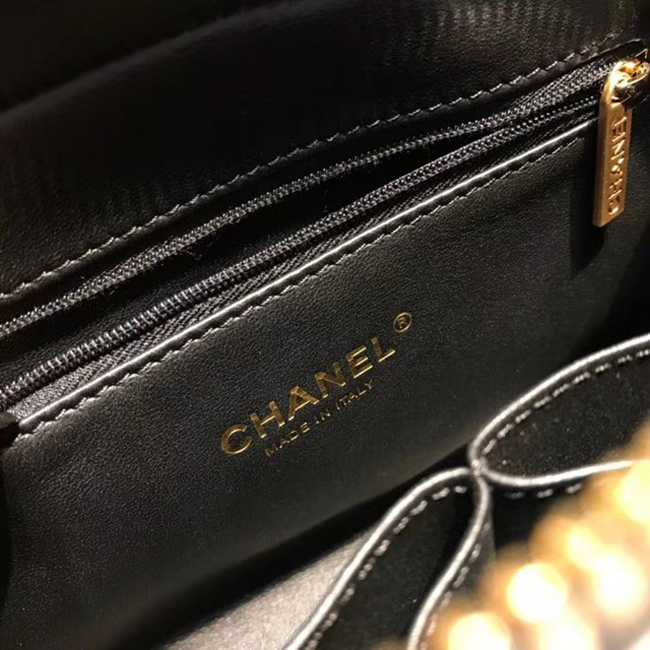 Chanel Medium Flap Bag A57491 Black Calfskin Gold Tone Metal