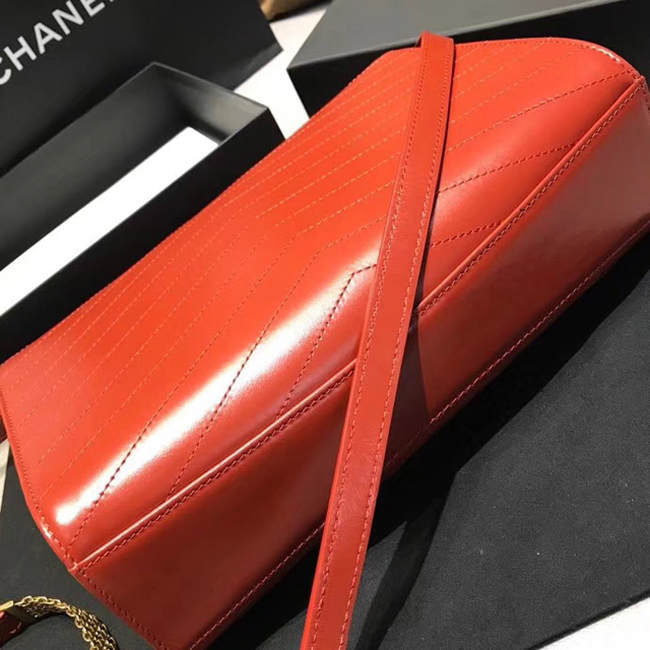 Chanel Large Flap Bag A57492 Orange Calfskin Gold Tone Metal