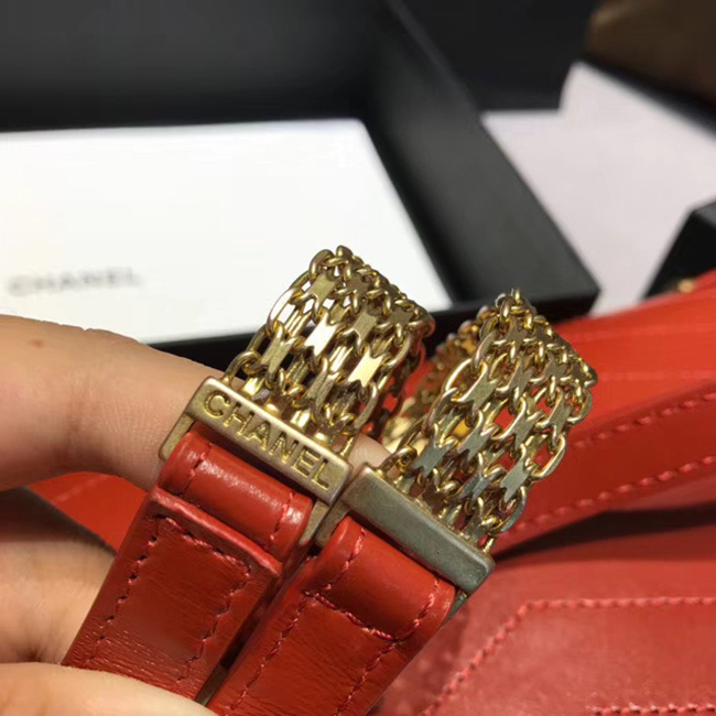 Chanel Large Flap Bag A57492 Orange Calfskin Gold Tone Metal