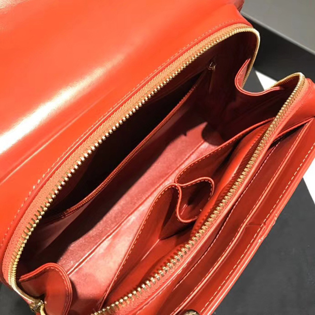 Chanel Large Flap Bag A57492 Orange Calfskin Gold Tone Metal