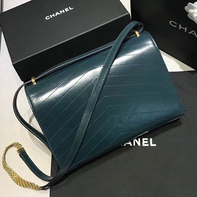 Chanel Large Flap Bag A57492 Navy Blue Calfskin Gold Tone Metal