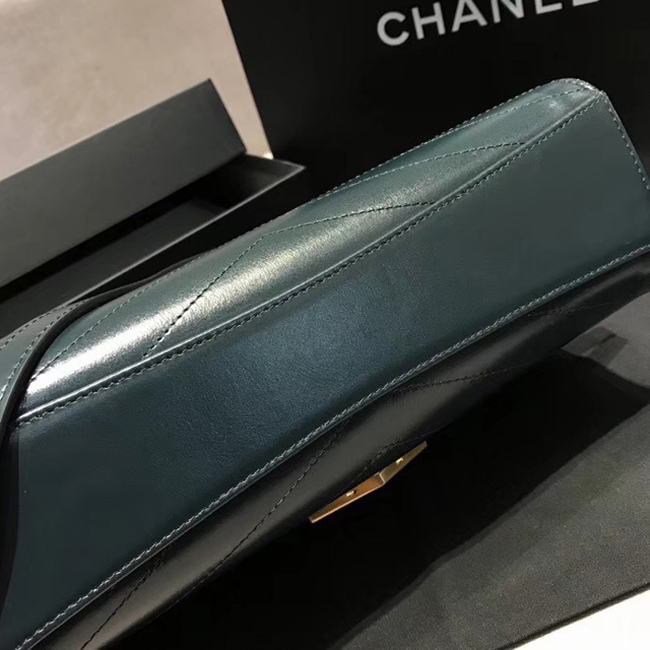 Chanel Large Flap Bag A57492 Navy Blue Calfskin Gold Tone Metal