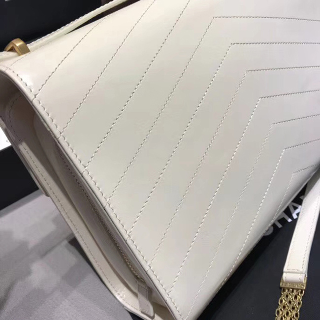 Chanel Large Flap Bag A57492 Ivory Calfskin Gold Tone Metal