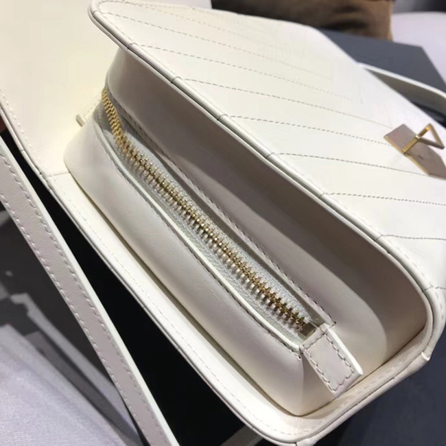 Chanel Large Flap Bag A57492 Ivory Calfskin Gold Tone Metal