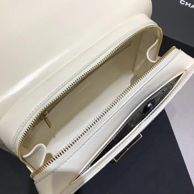 Chanel Large Flap Bag A57492 Ivory Calfskin Gold Tone Metal