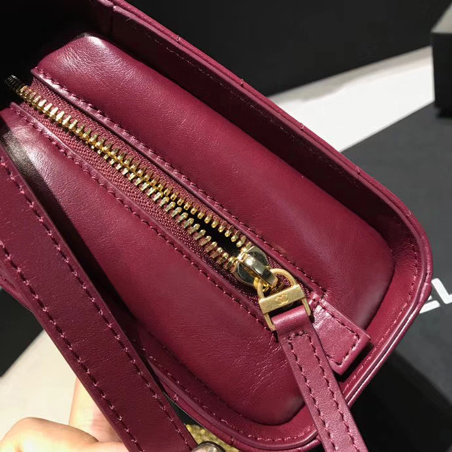 Chanel Large Flap Bag A57492 Burgundy Calfskin Gold Tone Metal