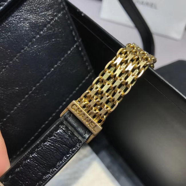 Chanel Large Flap Bag A57492 Black Calfskin Gold Tone Metal