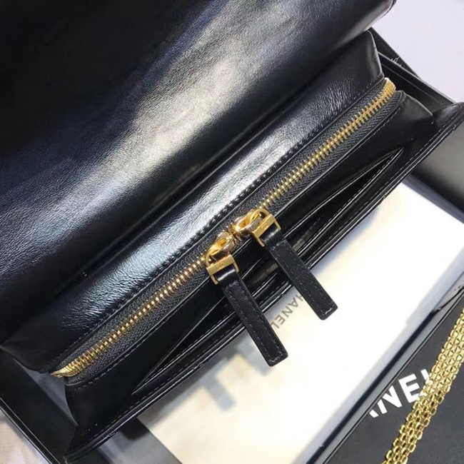 Chanel Large Flap Bag A57492 Black Calfskin Gold Tone Metal