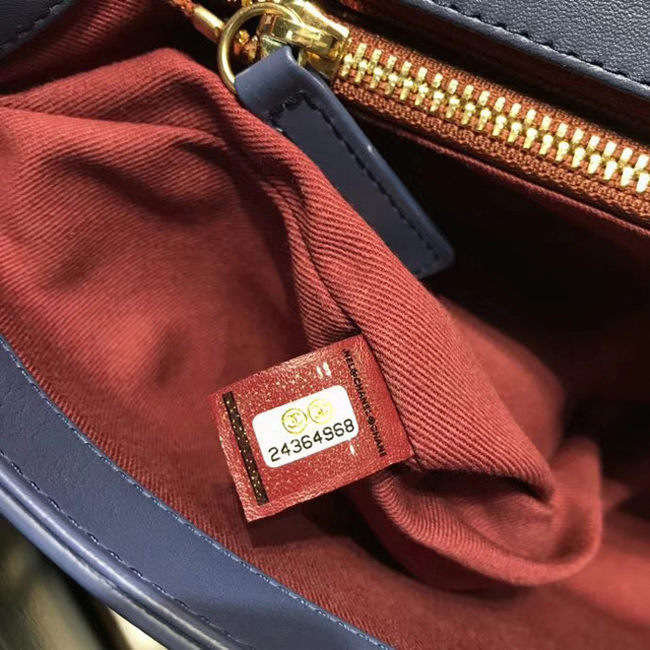 Chanel Flap Bag A57551 Blue Calfskin Gold Tone Metal