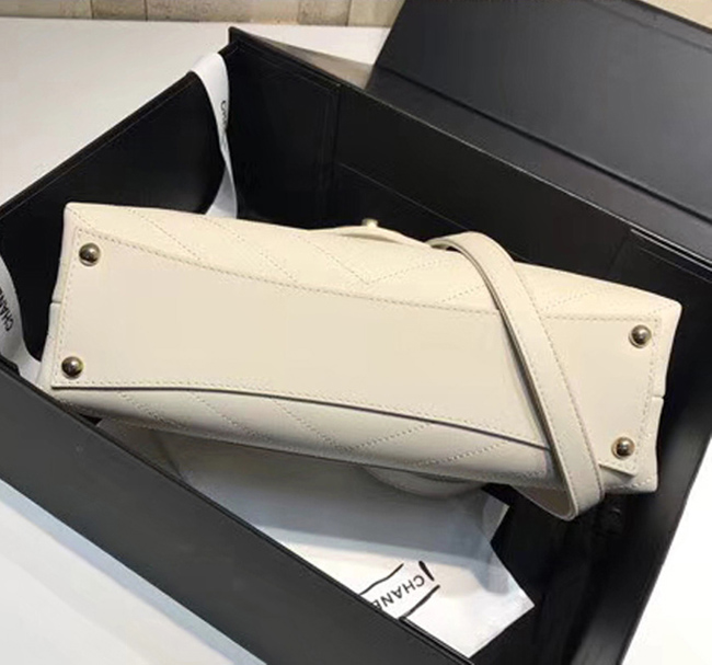 Chanel Flap Bag A57551 Ivory Calfskin Gold Tone Metal
