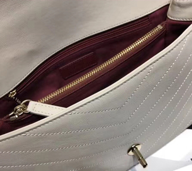 Chanel Flap Bag A57551 Ivory Calfskin Gold Tone Metal