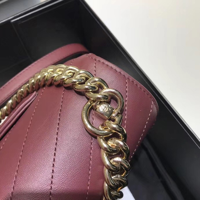 Chanel Flap Bag A57551 Burgundy Calfskin Gold Tone Metal