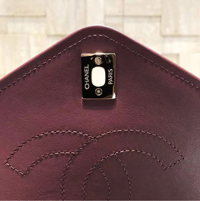 Chanel Flap Bag A57551 Burgundy Calfskin Gold Tone Metal
