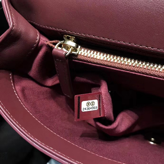 Chanel Flap Bag A57551 Burgundy Calfskin Gold Tone Metal