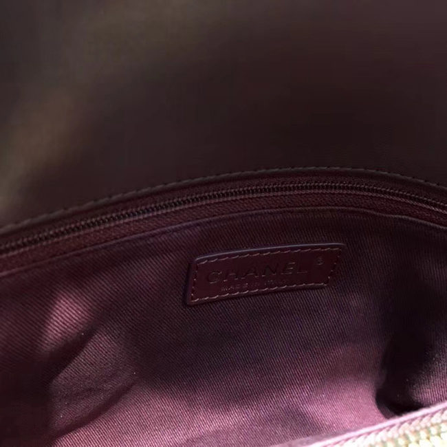 Chanel Flap Bag A57551 Burgundy Calfskin Gold Tone Metal