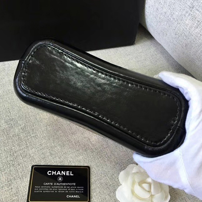 Chanel Gabrielle Small Hobo Bag A91810 Gold Black Metallic Crumpled Goatskin Calfskin
