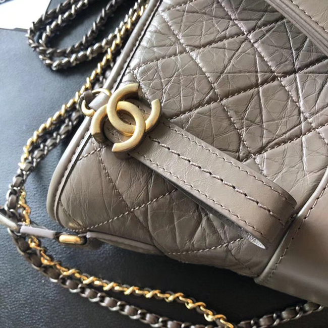Chanel Gabrielle Small Hobo Bag A91810 Gray Aged Calfskin Smooth Calfskin