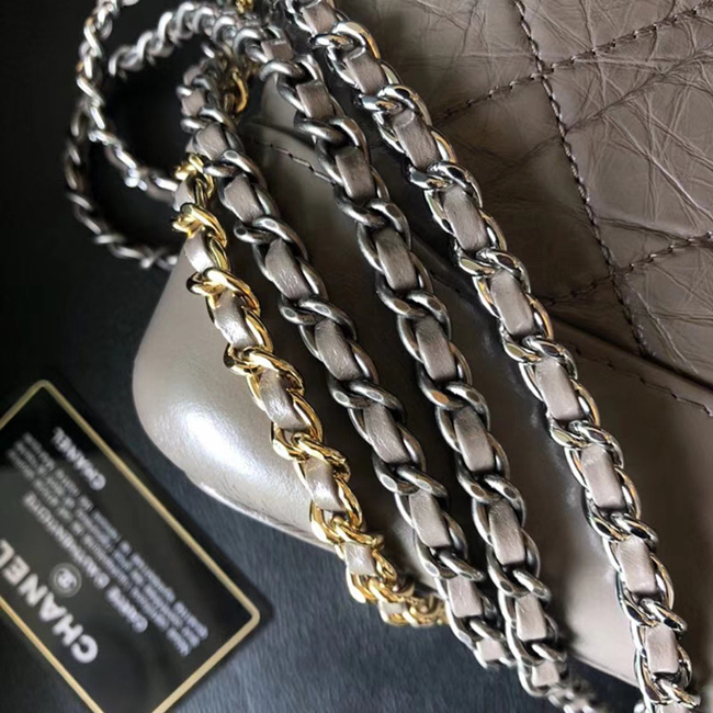 Chanel Gabrielle Small Hobo Bag A91810 Gray Aged Calfskin Smooth Calfskin