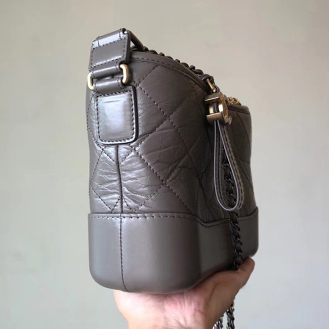 Chanel Gabrielle Small Hobo Bag A91810 Elephant Grey Aged Calfskin Smooth Calfskin