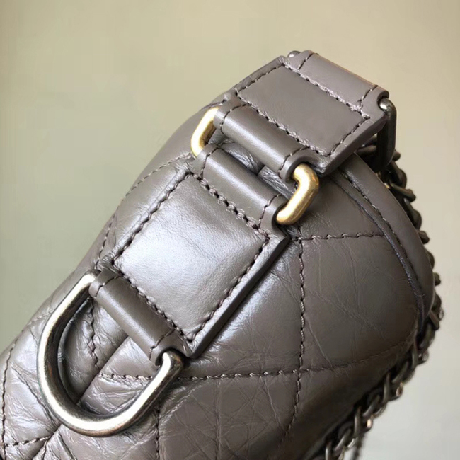 Chanel Gabrielle Small Hobo Bag A91810 Elephant Grey Aged Calfskin Smooth Calfskin