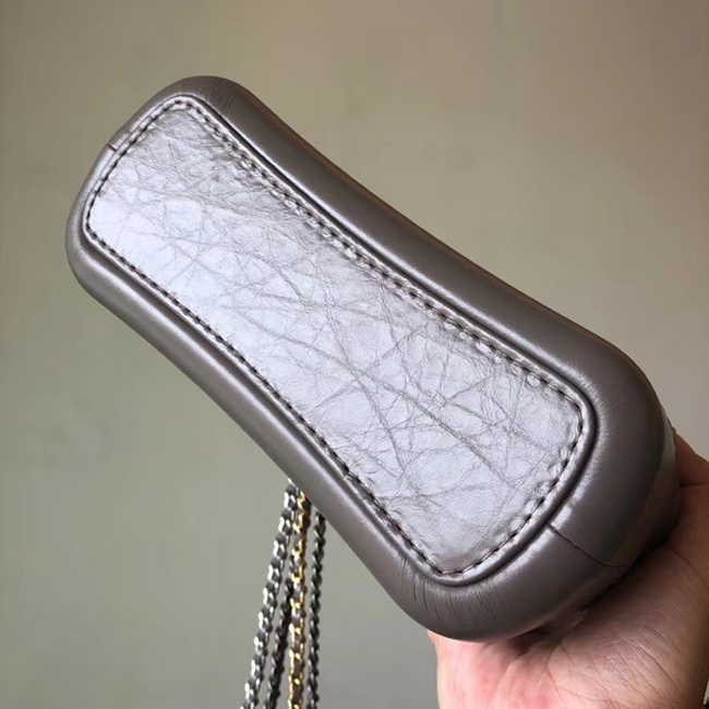 Chanel Gabrielle Small Hobo Bag A91810 Elephant Grey Aged Calfskin Smooth Calfskin