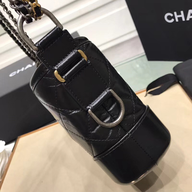 Chanel Gabrielle Small Hobo Bag A91810 Black Aged Calfskin Smooth Calfskin