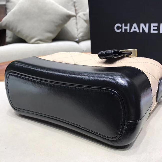 Chanel Gabrielle Small Hobo Bag A91810 Beige Black Aged Calfskin Smooth Calfskin