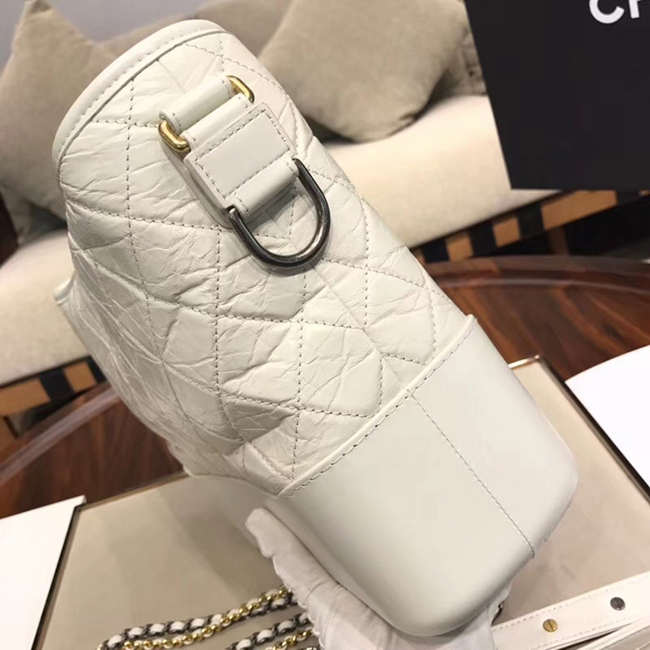 Chanel Gabrielle Large Hobo Bag A93825 White Aged Calfskin Smooth Calfskin