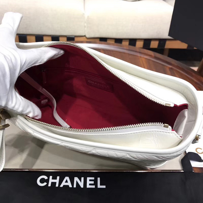 Chanel Gabrielle Large Hobo Bag A93825 White Aged Calfskin Smooth Calfskin
