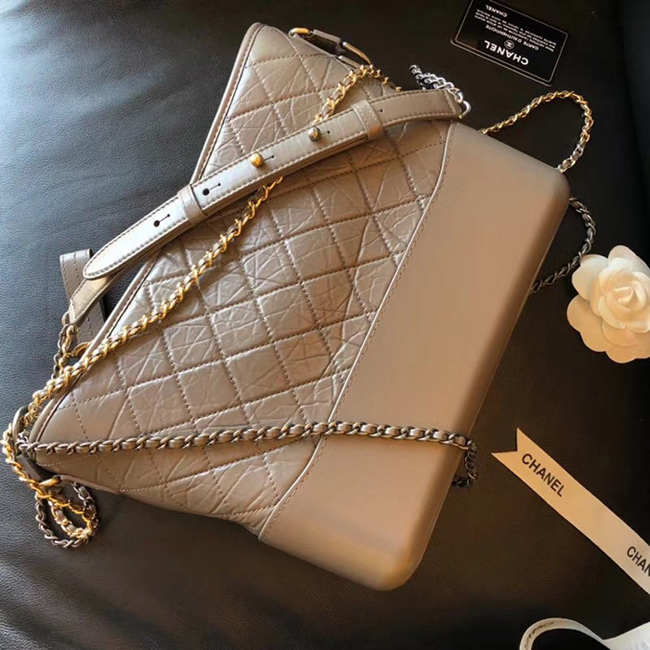 Chanel Gabrielle Large Hobo Bag A93825 Gray Aged Calfskin Smooth Calfskin