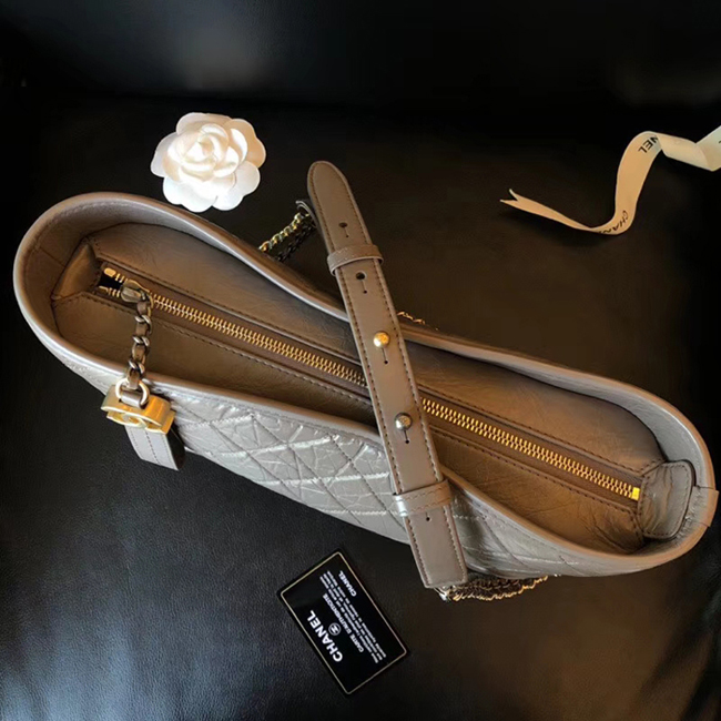 Chanel Gabrielle Large Hobo Bag A93825 Gray Aged Calfskin Smooth Calfskin