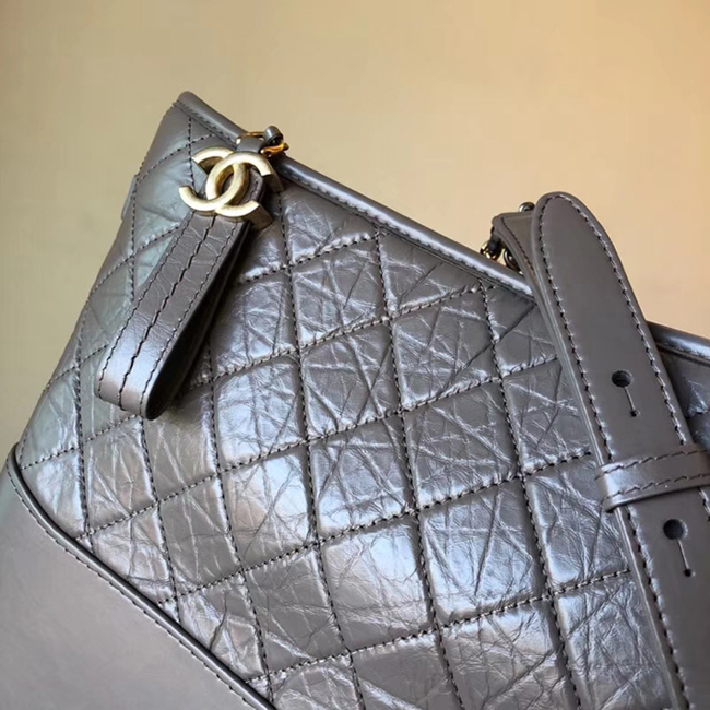 Chanel Gabrielle Large Hobo Bag A93825 Elephant Grey Aged Calfskin Smooth Calfskin