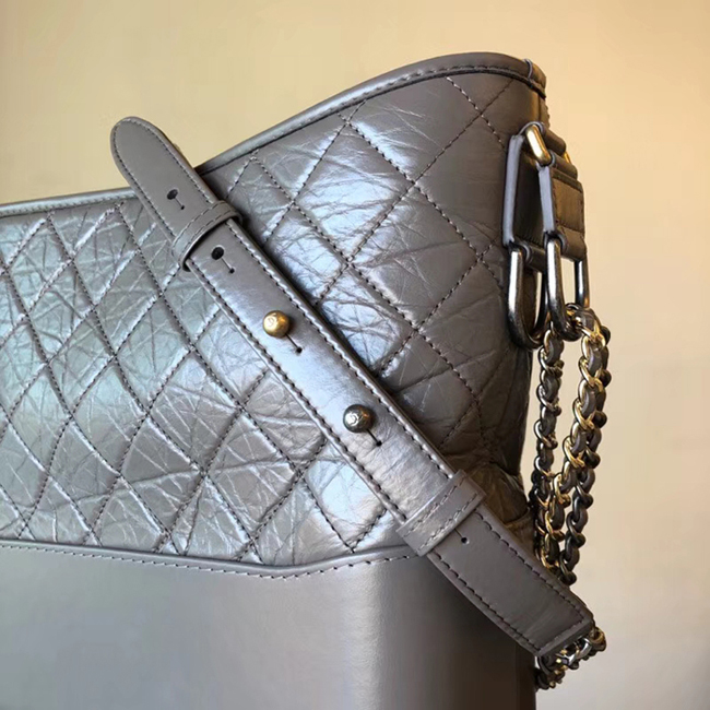 Chanel Gabrielle Large Hobo Bag A93825 Elephant Grey Aged Calfskin Smooth Calfskin