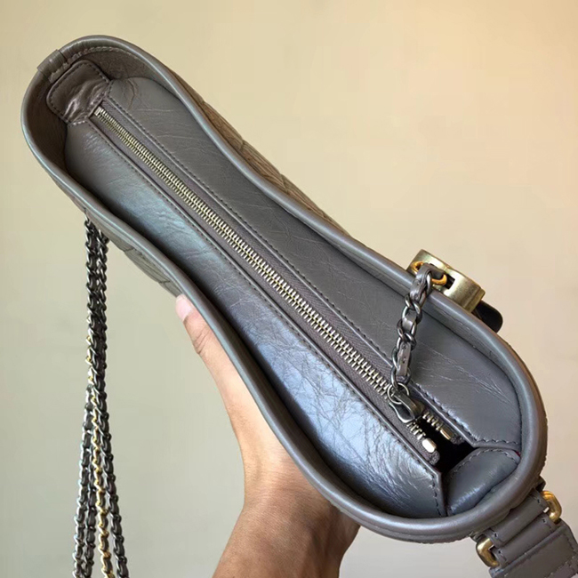 Chanel Gabrielle Large Hobo Bag A93825 Elephant Grey Aged Calfskin Smooth Calfskin