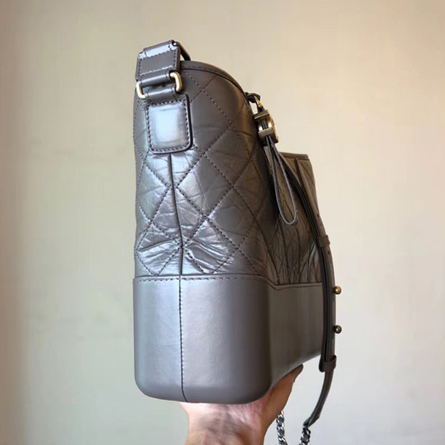 Chanel Gabrielle Large Hobo Bag A93825 Elephant Grey Aged Calfskin Smooth Calfskin