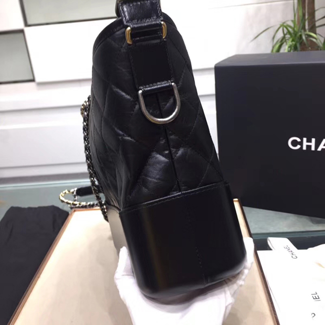 Chanel Gabrielle Large Hobo Bag A93825 Black Aged Calfskin Smooth Calfskin