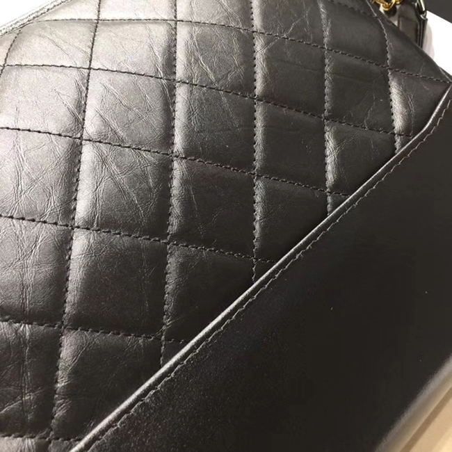 Chanel Gabrielle Large Hobo Bag A93825 Black Aged Calfskin Smooth Calfskin