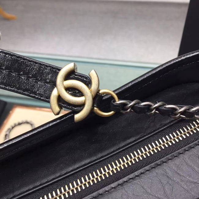 Chanel Gabrielle Large Hobo Bag A93825 Black Aged Calfskin Smooth Calfskin