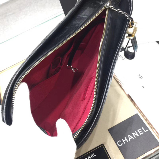 Chanel Gabrielle Large Hobo Bag A93825 Black Aged Calfskin Smooth Calfskin