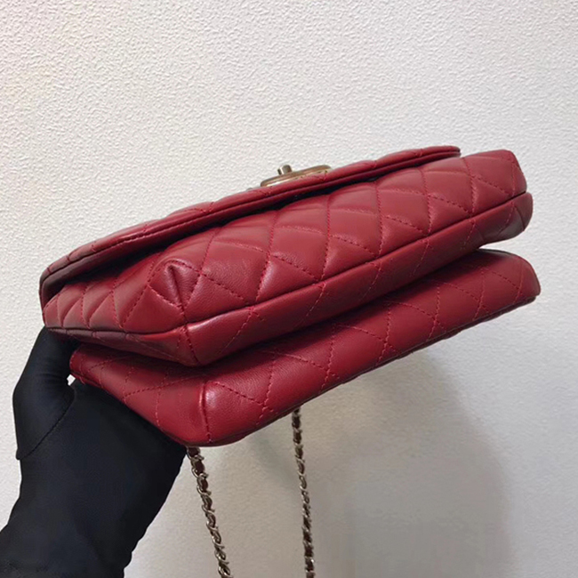 Chanel Flap Bag With Top Handle A57342 Red Lambskin