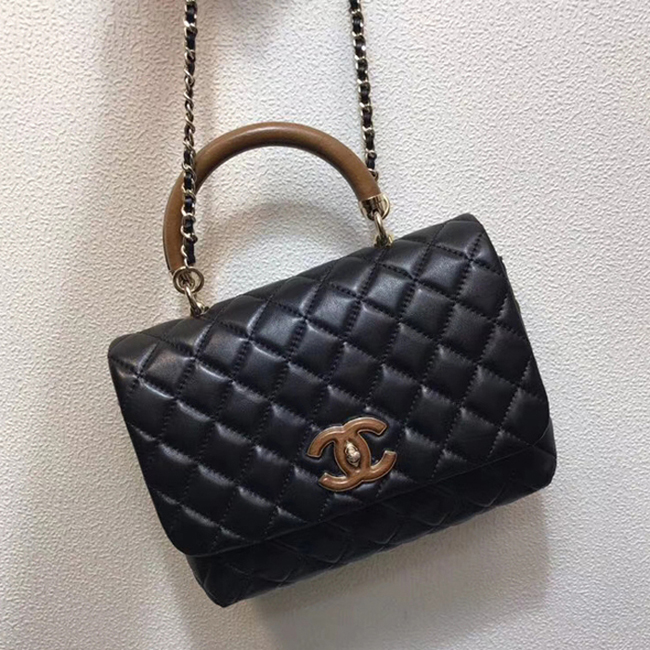 Chanel Flap Bag With Top Handle A57342 Black Lambskin