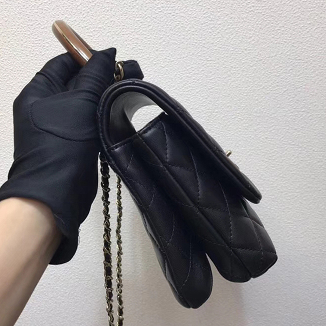 Chanel Flap Bag With Top Handle A57342 Black Lambskin