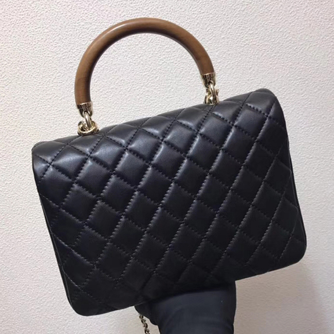 Chanel Flap Bag With Top Handle A57342 Black Lambskin