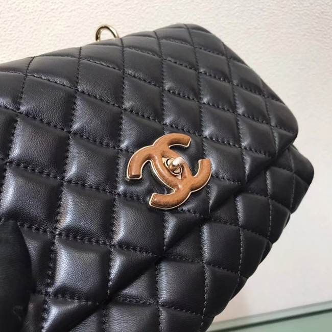 Chanel Flap Bag With Top Handle A57342 Black Lambskin