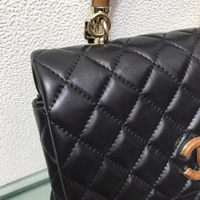 Chanel Flap Bag With Top Handle A57342 Black Lambskin