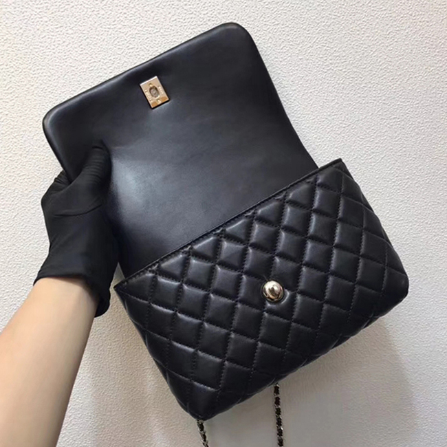 Chanel Flap Bag With Top Handle A57342 Black Lambskin