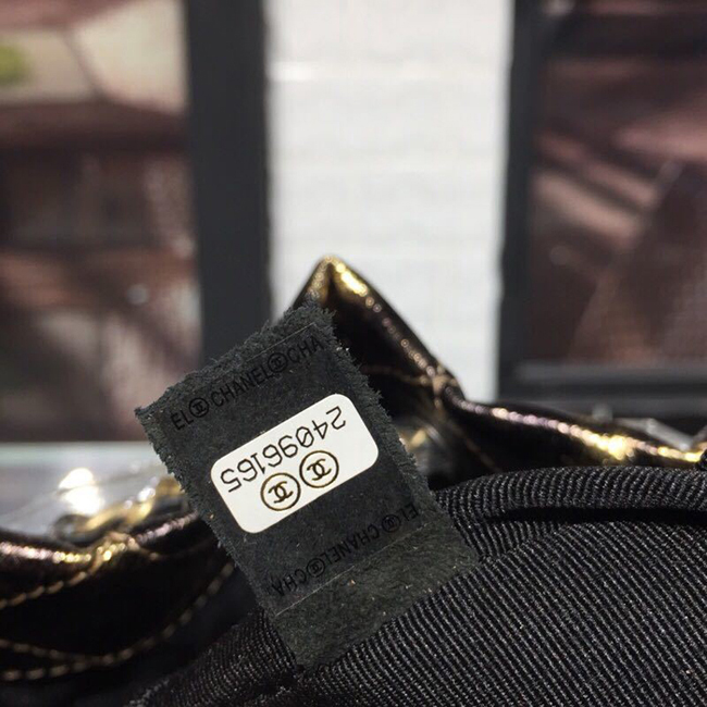 Chanel Gabrielle Small Backpack Bag Metallic Crumpled Goatskin Leather 2018 Black Gold