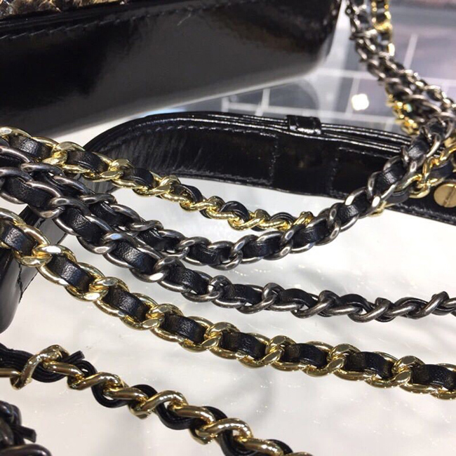 Chanel Gabrielle Small Hobo Bag A91810 20cm Metallic Crumpled Goatskin Leather 2018 Black Gold