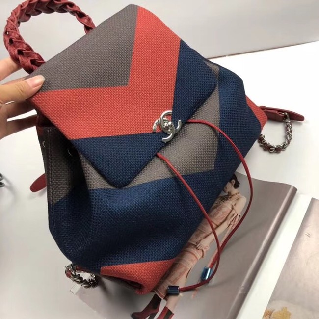 CHANEL Small Backpack 33659 Blue&orange&grey 